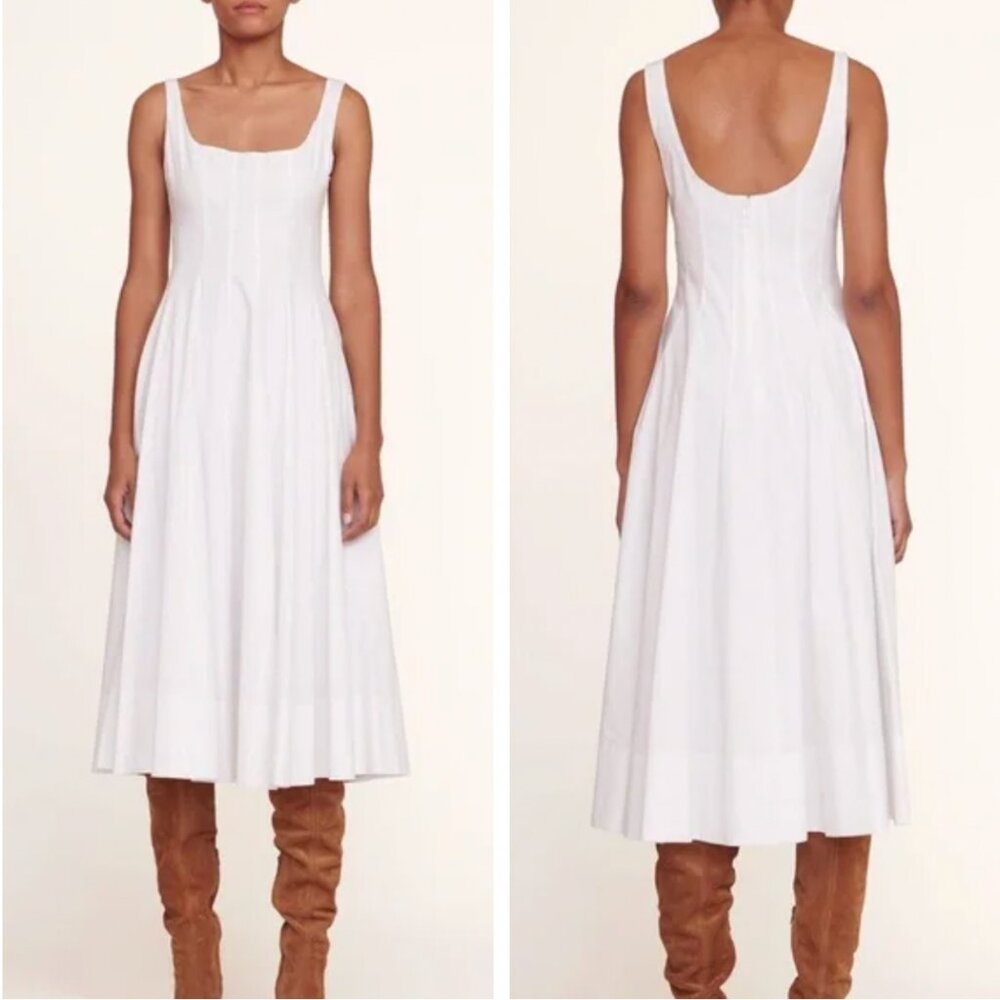 STAUD White Square-Neck Midi Dress - Picture 2 of 8